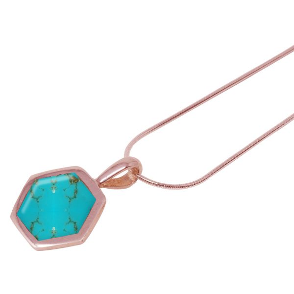 Rose Gold Turquoise Hexagonal Pendant