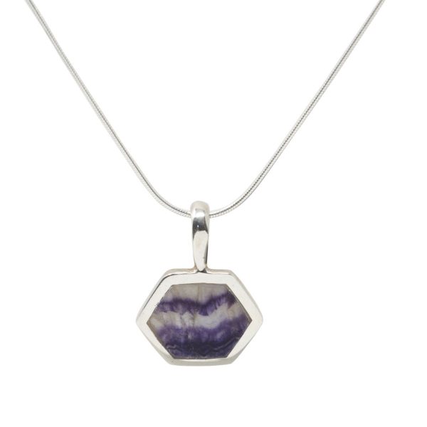 Silver Blue John Hexagonal Pendant