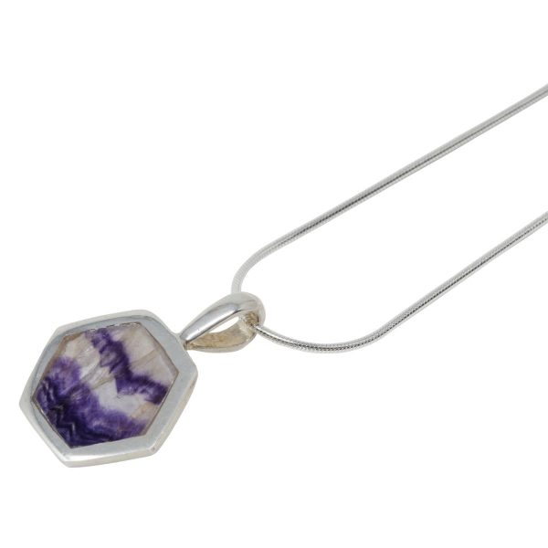 Silver Blue John Hexagonal Pendant