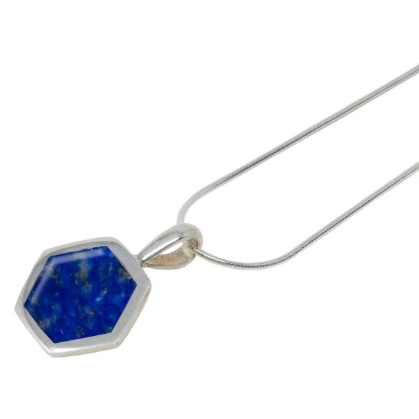 Silver Lapis Hexagonal Pendant