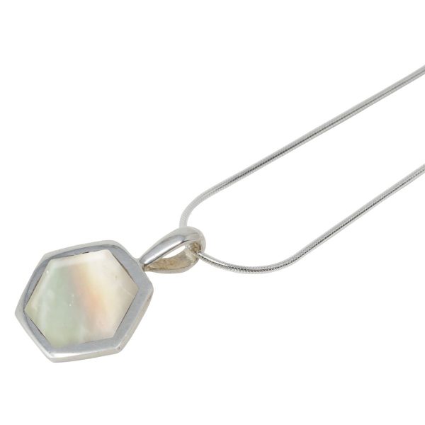 Silver Mother of Pearl Hexagonal Pendant