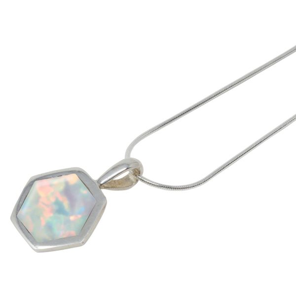 Silver Opalite Sun Ice Hexagonal Pendant