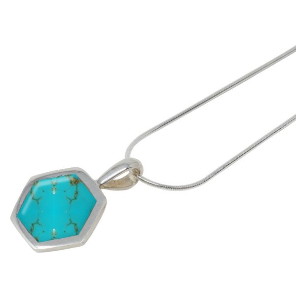 Silver Turquoise Hexagonal Pendant