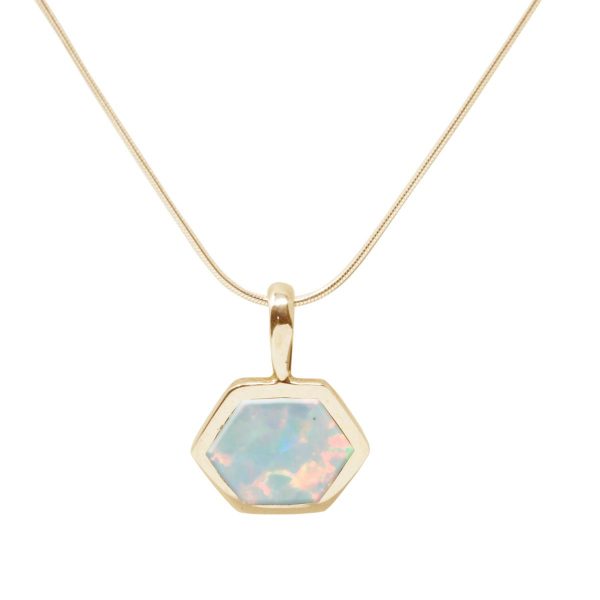 Yellow Gold Opalite Sun Ice Hexagonal Pendant