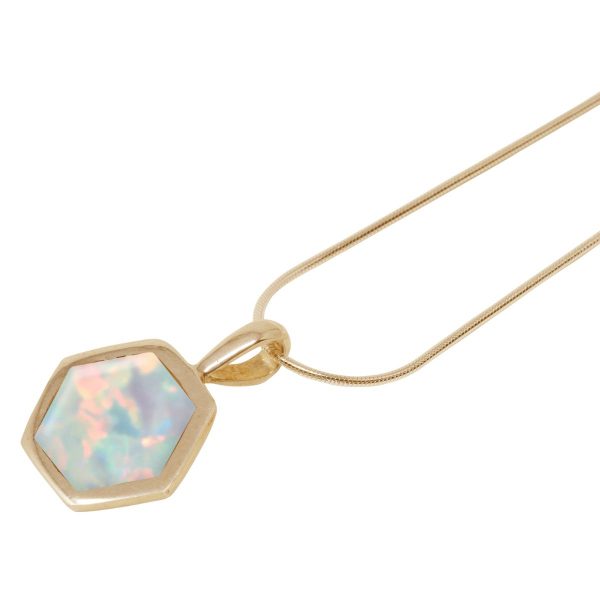 Yellow Gold Opalite Sun Ice Hexagonal Pendant