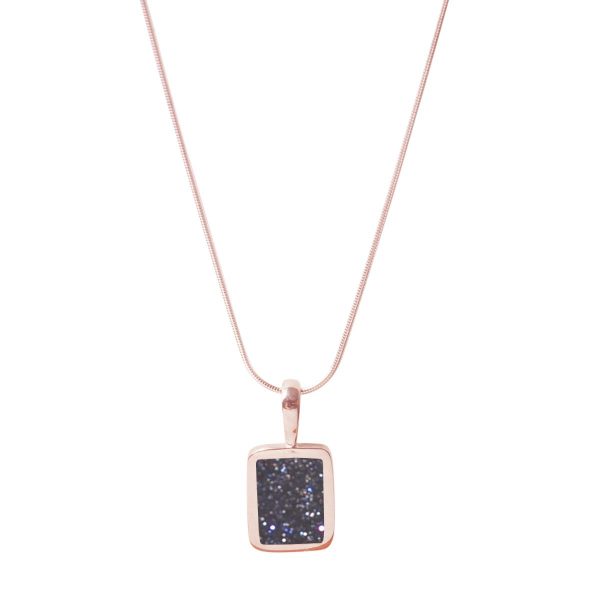 Rose Gold Blue Goldstone Oblong Pendant