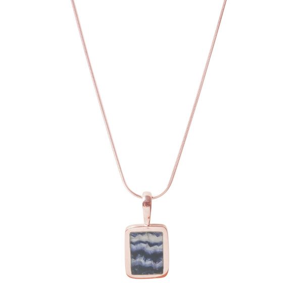 Rose Gold Blue John Oblong Pendant