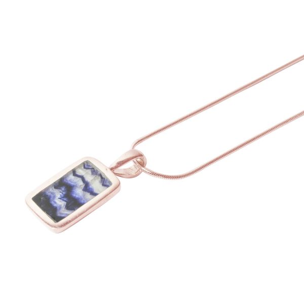 Rose Gold Blue John Oblong Pendant