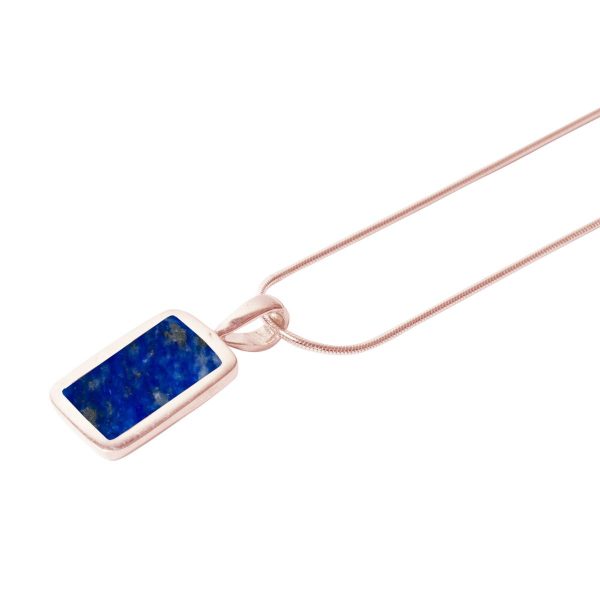 Rose Gold Lapis Oblong Pendant