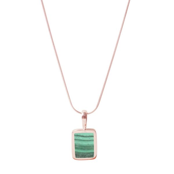 Rose Gold Malachite Oblong Pendant