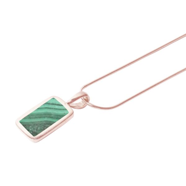 Rose Gold Malachite Oblong Pendant