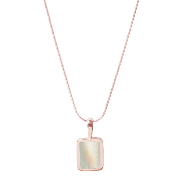 Rose Gold Mother of Pearl Oblong Pendant