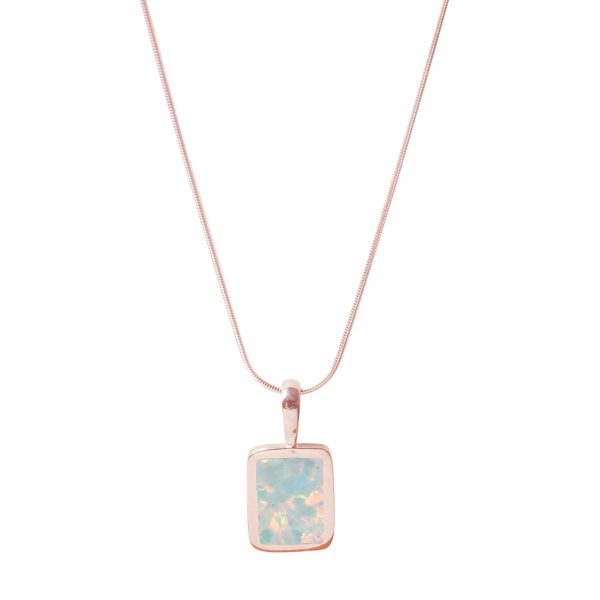 Rose Gold Opalite Sun Ice Oblong Pendant