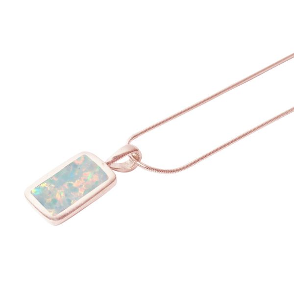 Rose Gold Opalite Sun Ice Oblong Pendant