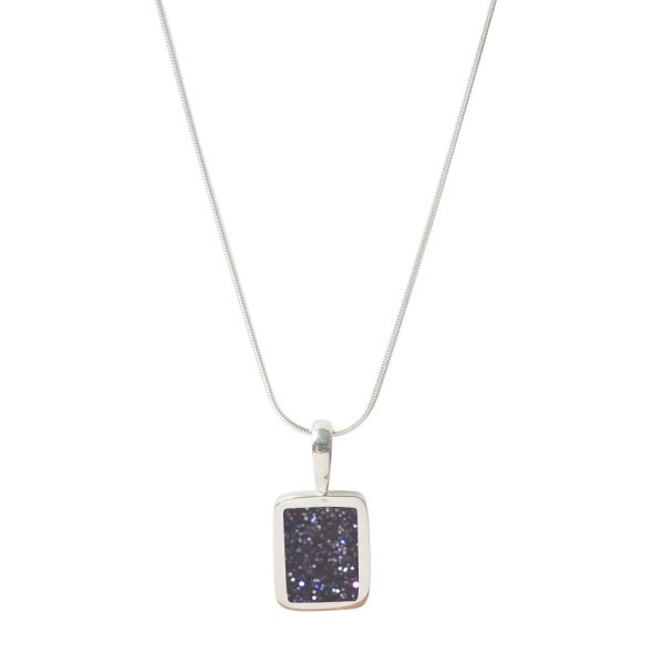 Silver Blue Goldstone Oblong Pendant