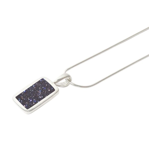 Silver Blue Goldstone Oblong Pendant