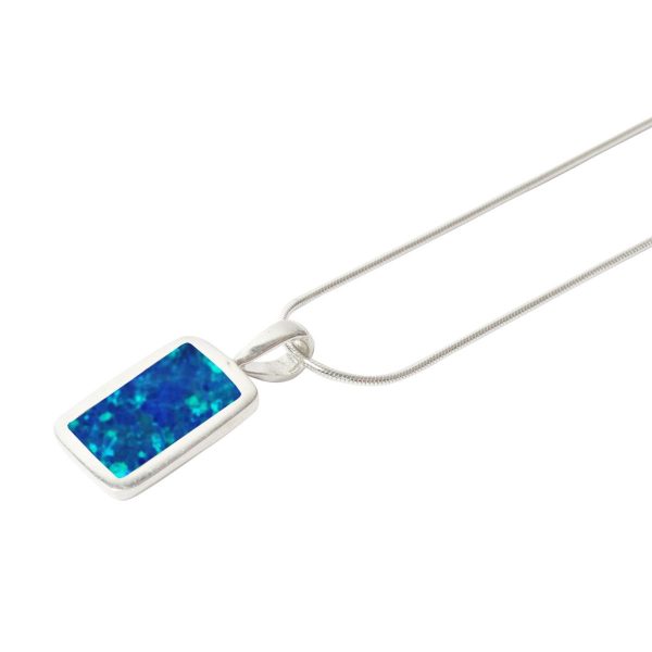 Silver Opalite Cobalt Blue Oblong Pendant