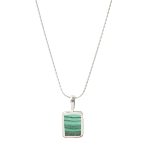 Silver Malachite Oblong Pendant