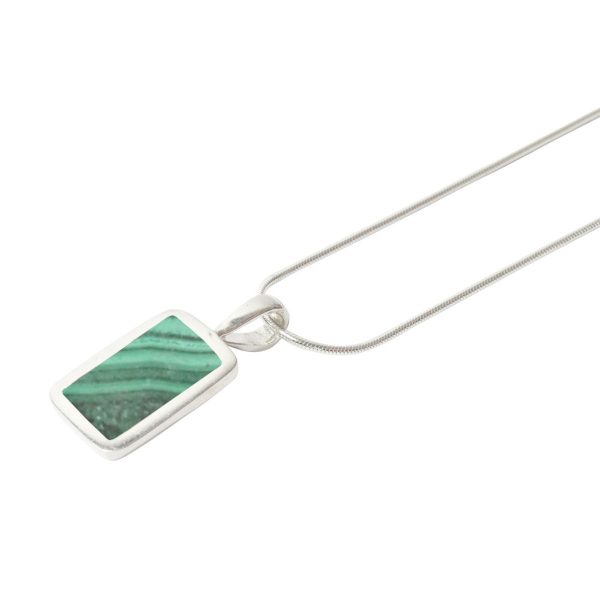 Silver Malachite Oblong Pendant