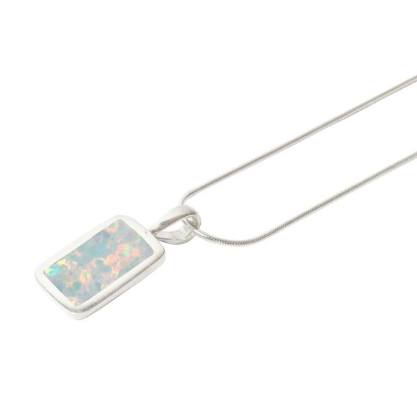 Silver Opalite Sun Ice Oblong Pendant