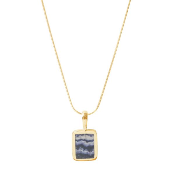 Yellow Gold Blue John Oblong Pendant