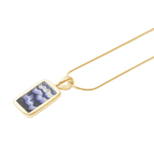 Yellow Gold Blue John Oblong Pendant