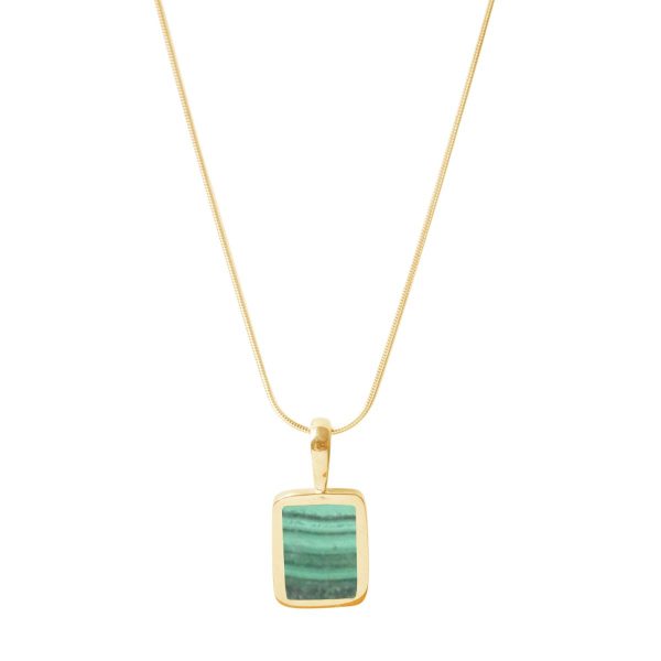 Yellow Gold Malachite Oblong Pendant