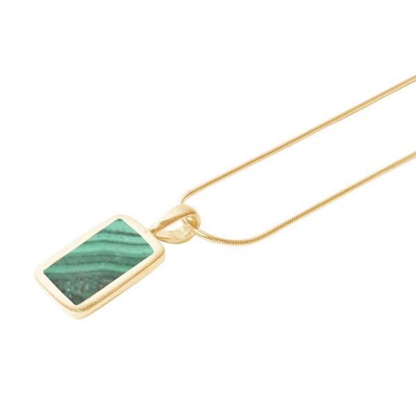 Yellow Gold Malachite Oblong Pendant