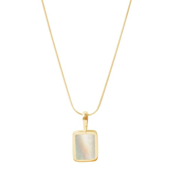 Yellow Gold Mother of Pearl Oblong Pendant