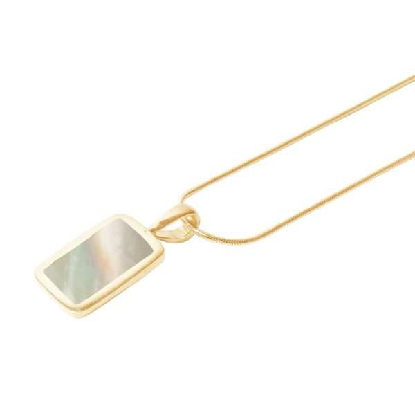 Yellow Gold Mother of Pearl Oblong Pendant