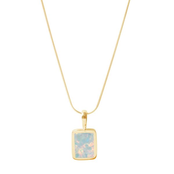 Yellow Gold Opalite Sun Ice Oblong Pendant