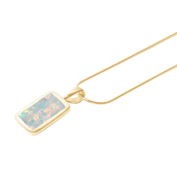 Yellow Gold Opalite Sun Ice Oblong Pendant