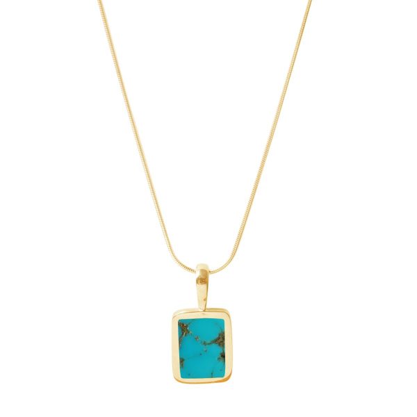 Yellow Gold Turquoise Oblong Pendant