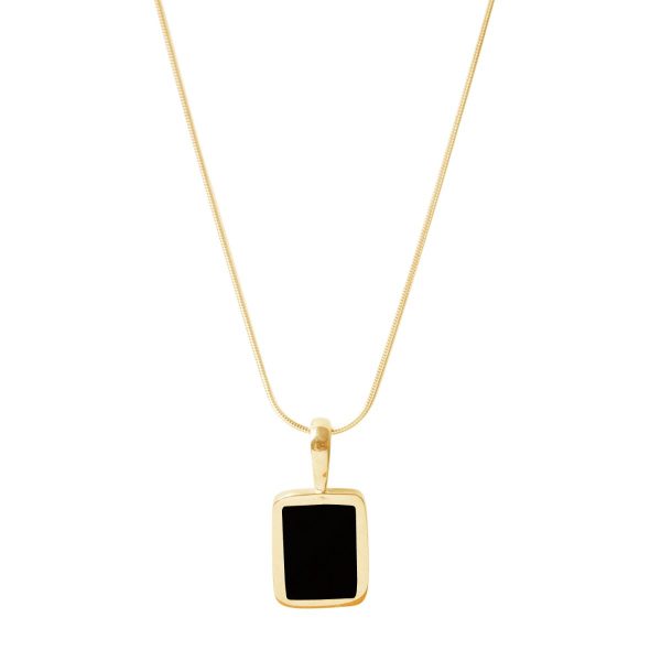 Yellow Gold Whitby Jet Oblong Pendant