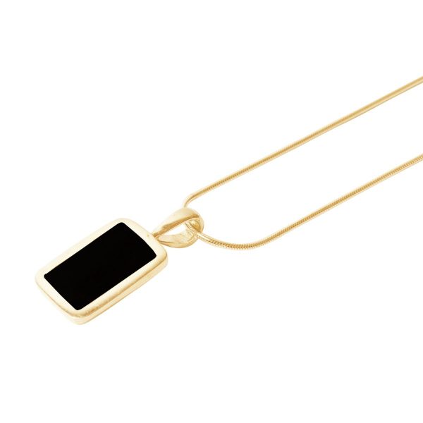 Yellow Gold Whitby Jet Oblong Pendant