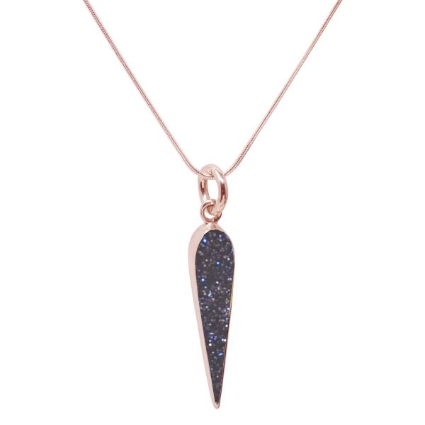 Rose Gold Blue Goldstone Pendant