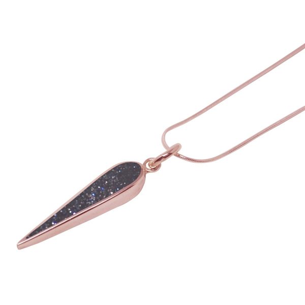 Rose Gold Blue Goldstone Pendant