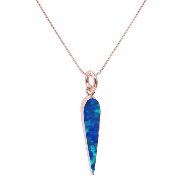 Rose Gold Opalite Cobalt Blue Pendant