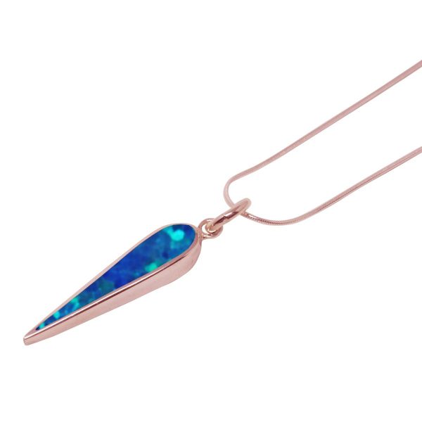 Rose Gold Opalite Cobalt Blue Pendant