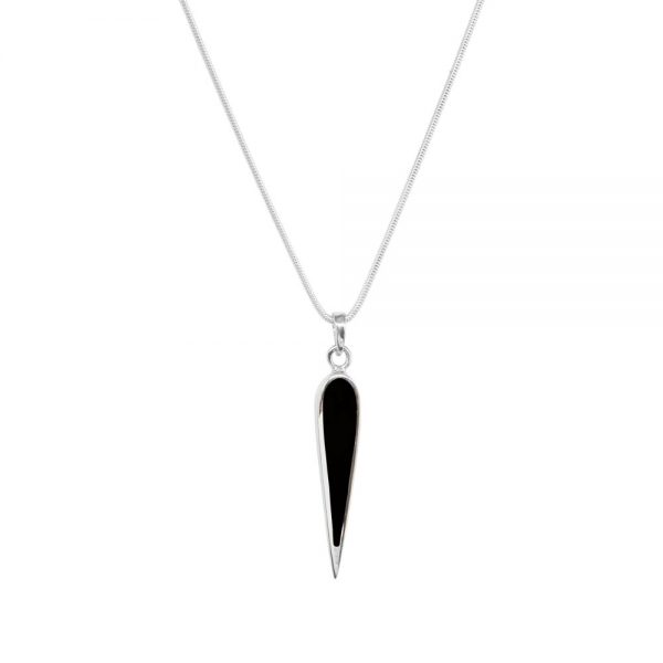 White Gold Whitby Jet Pendant