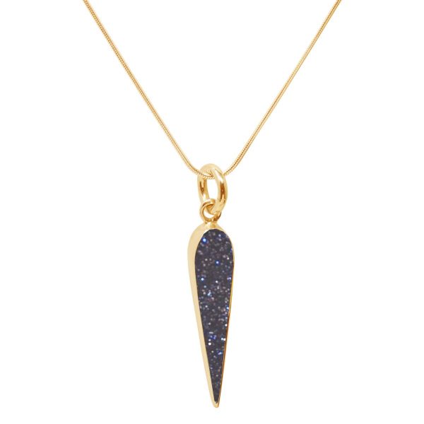 Yellow Gold Blue Goldstone Pendant