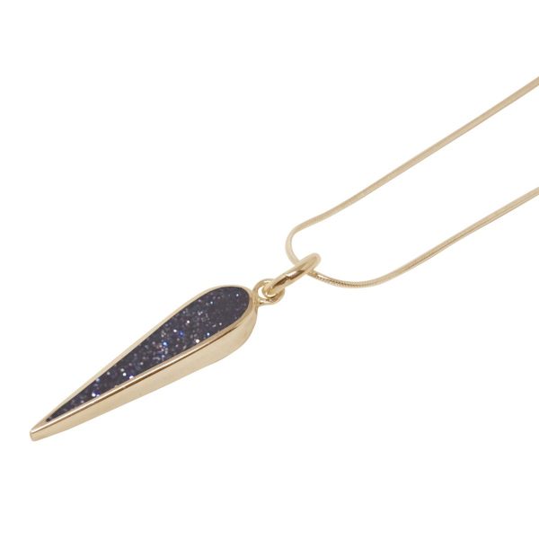 Yellow Gold Blue Goldstone Pendant