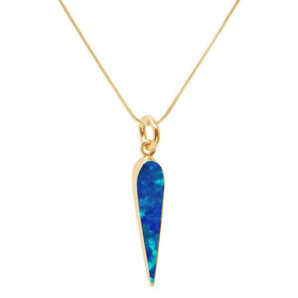 Yellow Gold Opalite Cobalt Blue Pendant