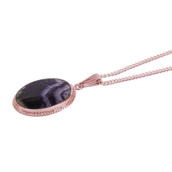 Rose Gold Blue John Oval Pendant