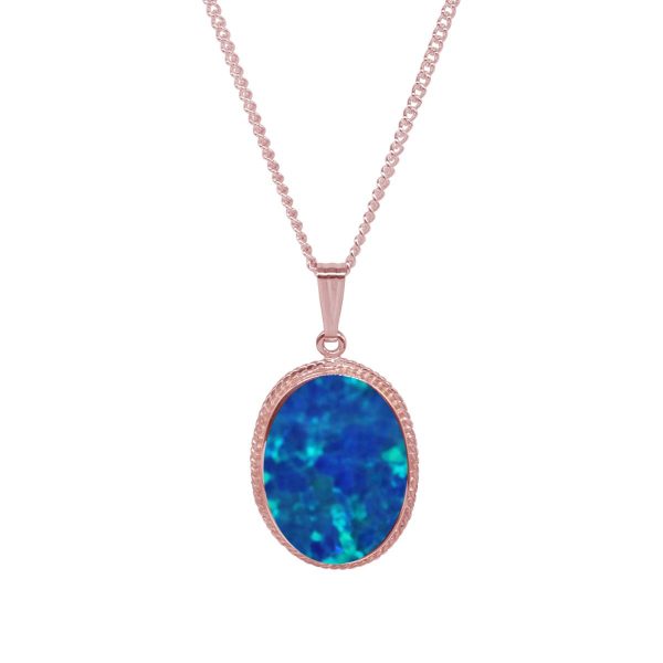 Rose Gold Cobalt Blue Oval Pendant