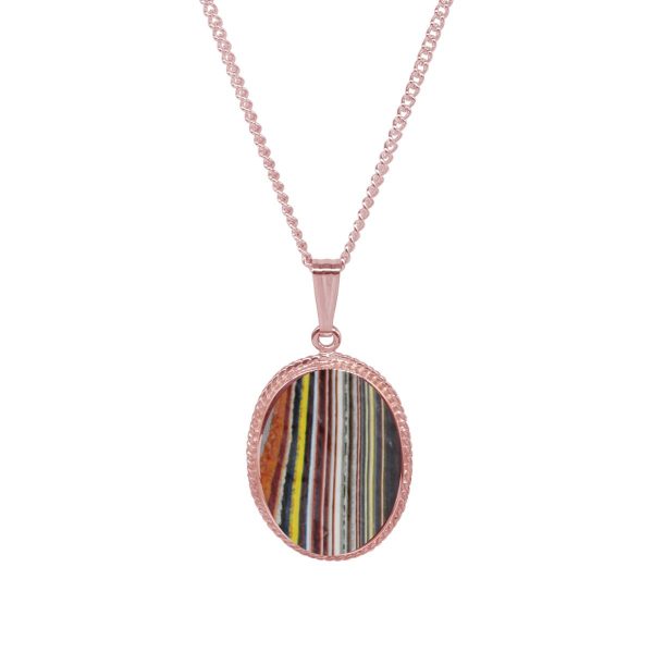 Rose Gold Fordite Oval Pendant