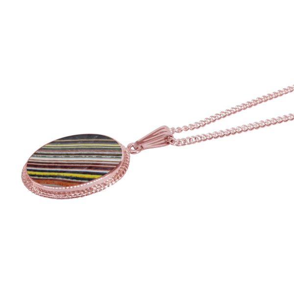 Rose Gold Fordite Oval Pendant