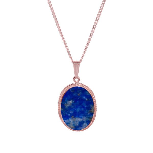 Rose Gold Lapis Oval Pendant