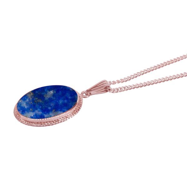 Rose Gold Lapis Oval Pendant