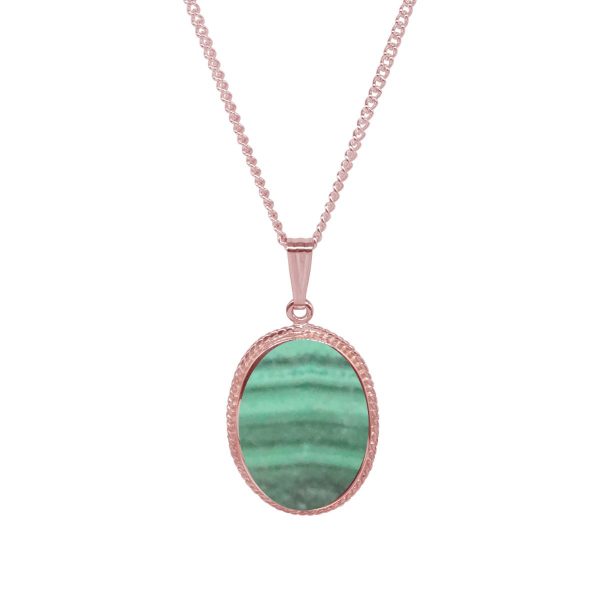 Rose Gold Malachite Oval Pendant